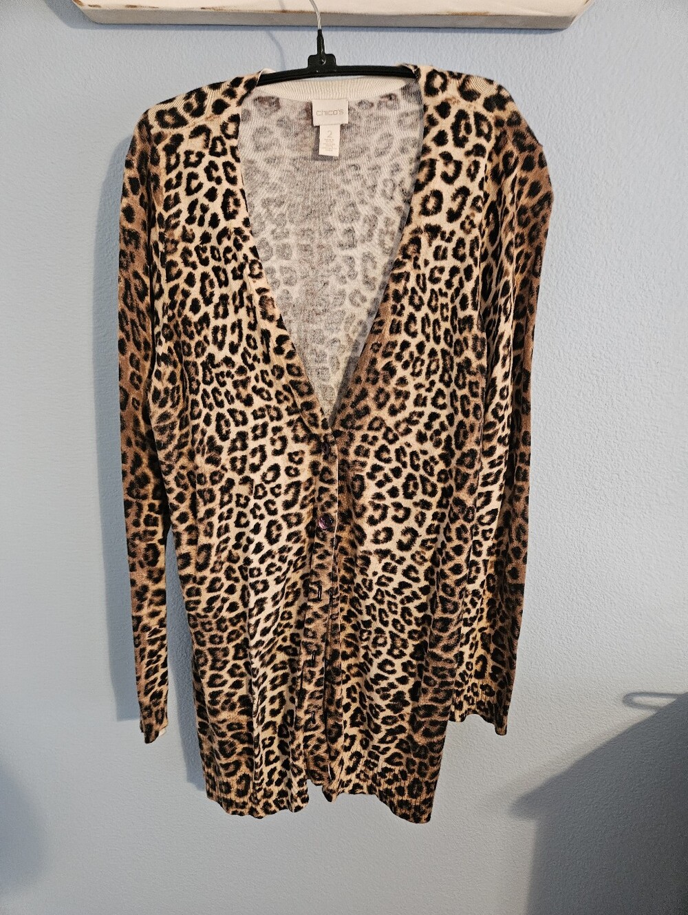 Chico's Leopard Cardigan - Cream, Gray, Brown